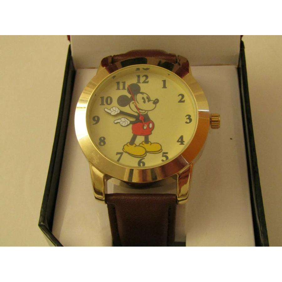 ディズニー ミッキーマウス メンズウォッチ ブラウン ベルト 腕時計