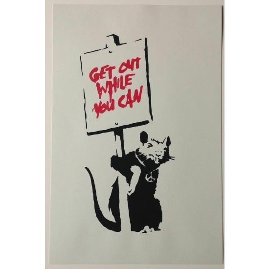 Banksy バンクシー GET OUT WHILE YOU CAN シルクスクリーン プリント WCP SCREEN PRINT リプロダクション 現代アート｜planetarium