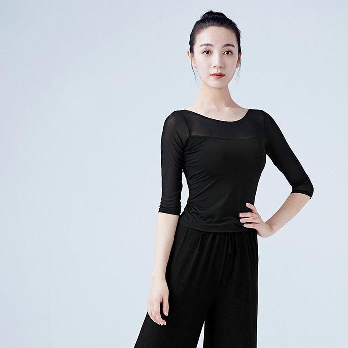 バレエ トップス 大人 7分袖 ストレッチメッシュ バレエトップス レッスン 着 ダンス トップス 大人バレエ バレエ用品 ダンスウェア ヨガウェア ヨガ トップス|planetaryroom|02