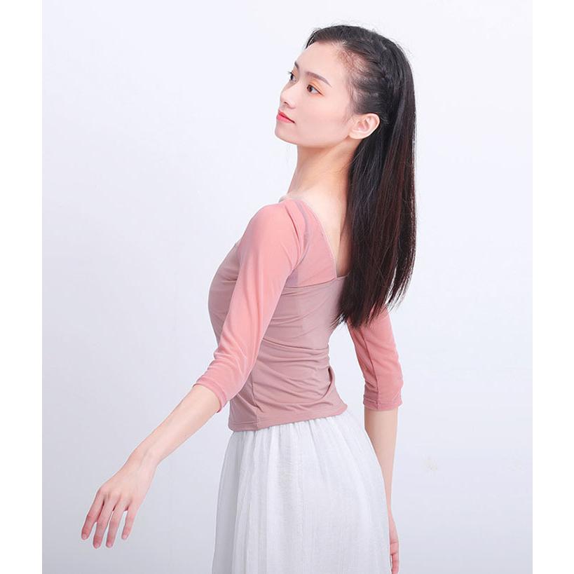 バレエ トップス 大人 7分袖 ストレッチメッシュ バレエトップス レッスン 着 ダンス トップス 大人バレエ バレエ用品 ダンスウェア ヨガウェア ヨガ トップス|planetaryroom|05