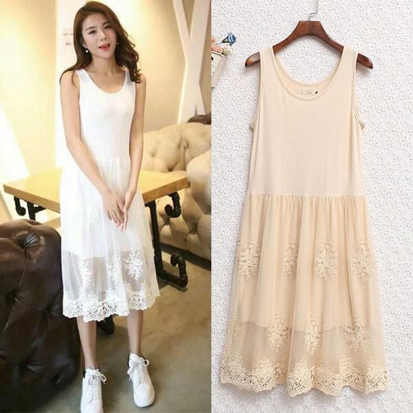 ワンピース レディース ロングワンピース 膝丈 タンクワンピース ノースリーブ Aライン レース ゆったり 全店2点送料無料 Prts17 プラネタルーム 通販 Yahoo ショッピング