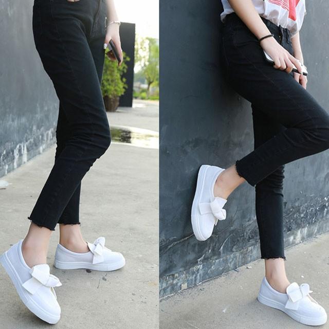 スリッポン スニーカー レディース キャンバス スニーカー リボン付き スリッポン 春 春物 靴 フラットシューズ 全店2点送料無料 Prts2521 プラネタルーム 通販 Yahoo ショッピング