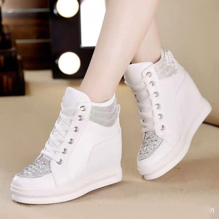 スニーカー インヒール スニーカー 厚底スニーカー 白 レディース シューズ レースアップ 靴 ハイカットスニーカー ヒールスニーカー ヒール8cm 全店2点送料無料 Prts4186 プラネタルーム 通販 Yahoo ショッピング