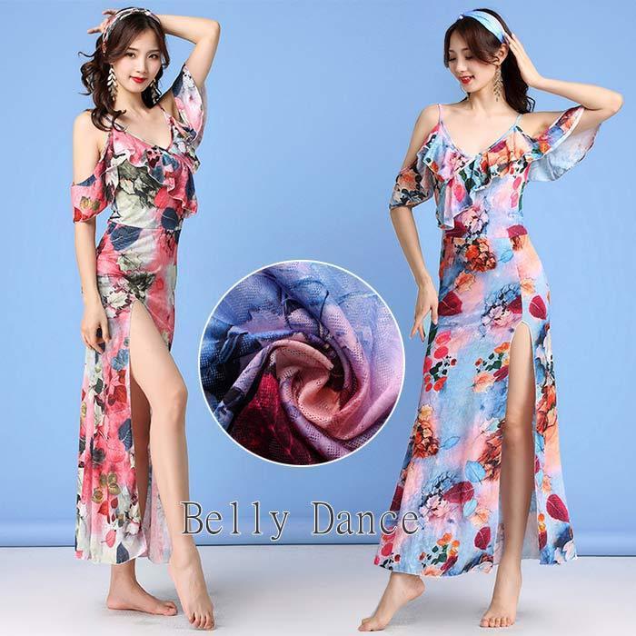 ベリーダンス衣装 ワンピース ベリーダンス レッスン着 練習着 衣装 スリット入り プリント ワンピース レッスンウェア 半袖 ダンス 衣装 レディース Prts4760 プラネタルーム 通販 Yahoo ショッピング