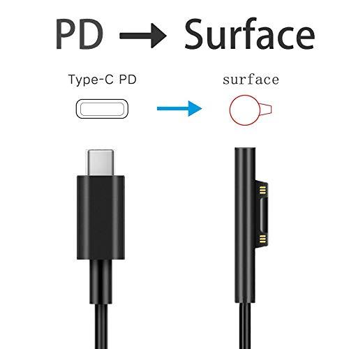 Surface Pro USB-C 充電ケーブル 15V PD充電対応 type C 45w15v以上のPDアダプターまたはPD充電器が必要です 1.5M (黒)｜planetearth｜02