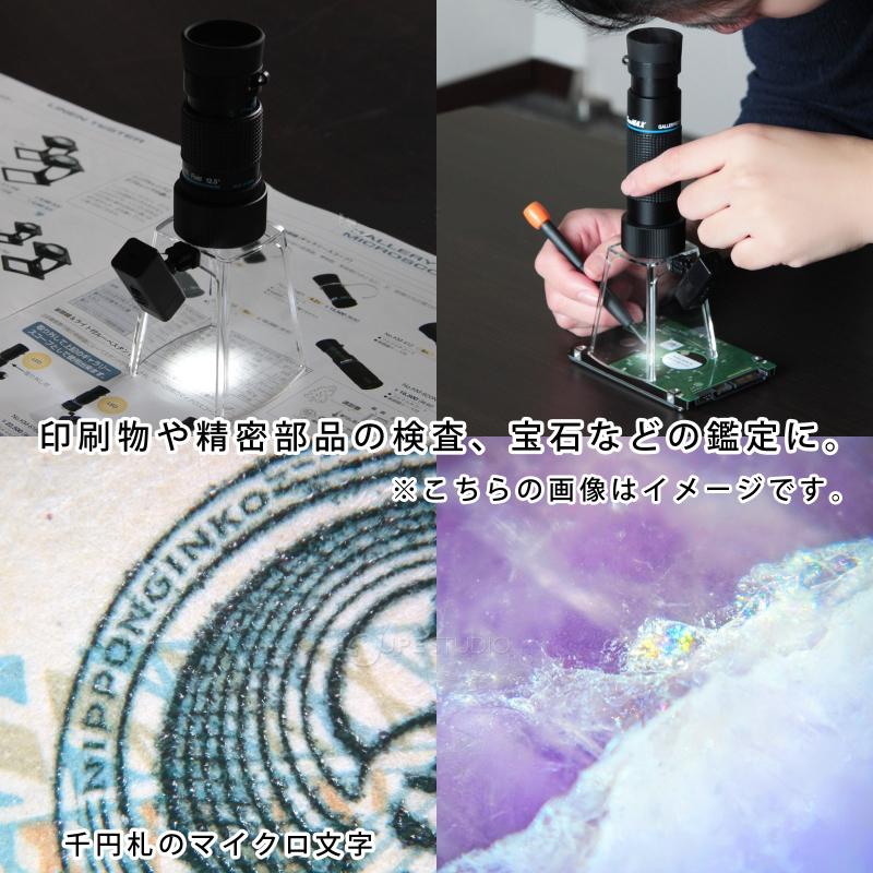 【単眼鏡 ギャラリースコープ 日本製 8倍 近距離30cm 遠近両用 スコープ】と【LEDライト付マイクロスタンド 高倍率25倍】のセット 印刷物 観察 鑑定 検査 弱視_1