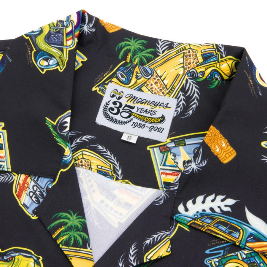 【新品・タグ付き】 MOONEYES 35周年 限定 アロハシャツ 開襟 半袖 ムーンアイズ アロハシャツ メンズ おしゃれ かっこいい アメカジ 車