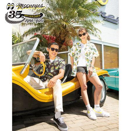 【新品・タグ付き】 MOONEYES 35周年 限定 アロハシャツ 開襟 半袖 ムーンアイズ アロハシャツ メンズ おしゃれ かっこいい アメカジ 車