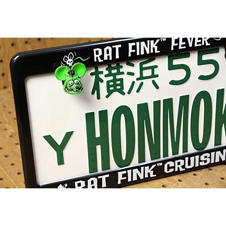 ナンバーフレーム ナンバープレート フレーム ボルト セット 送料無料 ラットフィンク（Rat Fink） ノーマル ブラック RAT FINK CRUISIN グリーン＿BF-RF001-MON｜planfirst｜03