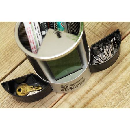 ムーンアイズ 置時計 温度計 カレンダー アラーム ペンスタンド 小物