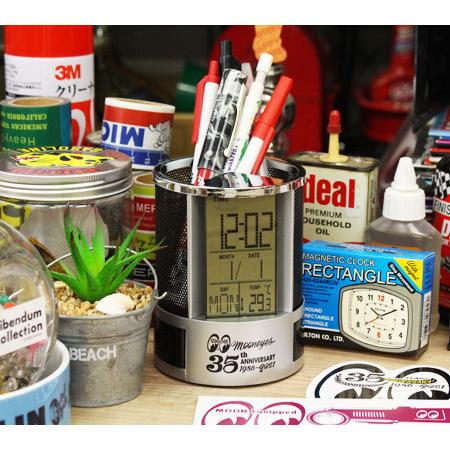 ムーンアイズ 置時計 温度計 カレンダー アラーム ペンスタンド 小物