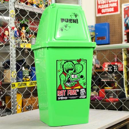 ラットフィンク ゴミ箱 おしゃれ ふた付き スイング式 20L ホットロッド ネズミ RatFink アメリカン アメリカン雑貨 グリーンＸグリーン＿DB-RAF474GG-MON｜planfirst