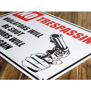 サインプレート サインボード 看板 アメリカン おしゃれ インテリア 壁 飾り 案内板 アメリカン雑貨 侵入禁止、違反者は撃ち殺します |  | 01