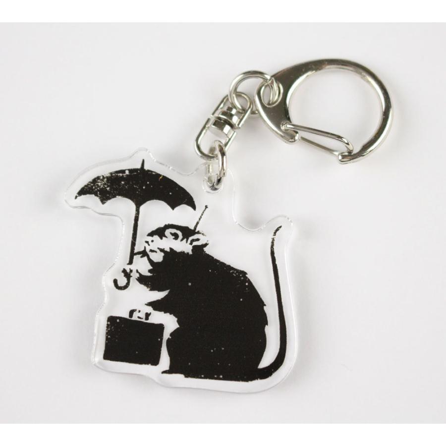 バンクシー キーホルダー おしゃれ メンズ レディース キーリング アメリカン雑貨 アクリルキーホルダー BANKSY Umbrella Rat｜planfirst