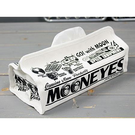 ムーンアイズ ティッシュケース 壁掛け おしゃれ 車 コットン アメリカン ホットロッド MOONEYES ホワイト | 