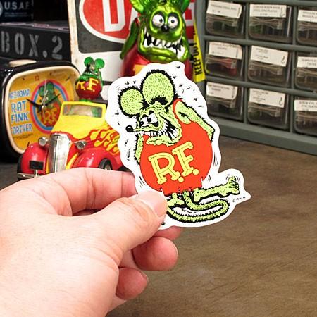 ラットフィンク ステッカー 車 アメリカン キャラクター おしゃれ バイク ヘルメット ホットロッド RatFink サイズS グリーン メール便OK＿SC-RD002GR-MON｜planfirst｜02