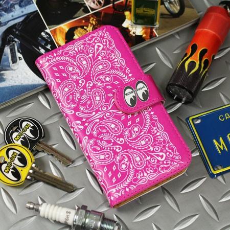 ムーンアイズ iPhone ケース 手帳型 iPhone8/7/6/6s アイフォンケース ジャケット 車 MOONEYES ペイズリー トロピカルピンク メール便OK＿SA-MQG125TR-MON｜planfirst｜04