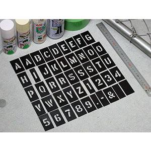 ステンシルシート ステンシルプレート ステンシル アルファベット ミリタリー DIY プラスチック製 46ピースセット 1インチ(約2.5cm) |  | 02