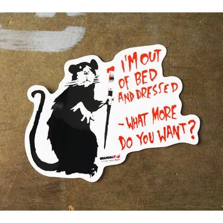 バンクシー ステッカー シール パソコン ウォールステッカー おしゃれ かっこいい スーツケース インテリア アウトドア 車 Banksy Out Of Bed Rat サイズm Sc Bnk016m Gen U S Junkyard 通販 Yahoo ショッピング