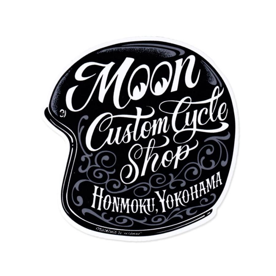 ムーンアイズ ステッカー バイク 車 アメリカン おしゃれ かっこいい ホットロッド MOONEYES MOON Custom Cycle Shop ヘルメットステッカー｜planfirst