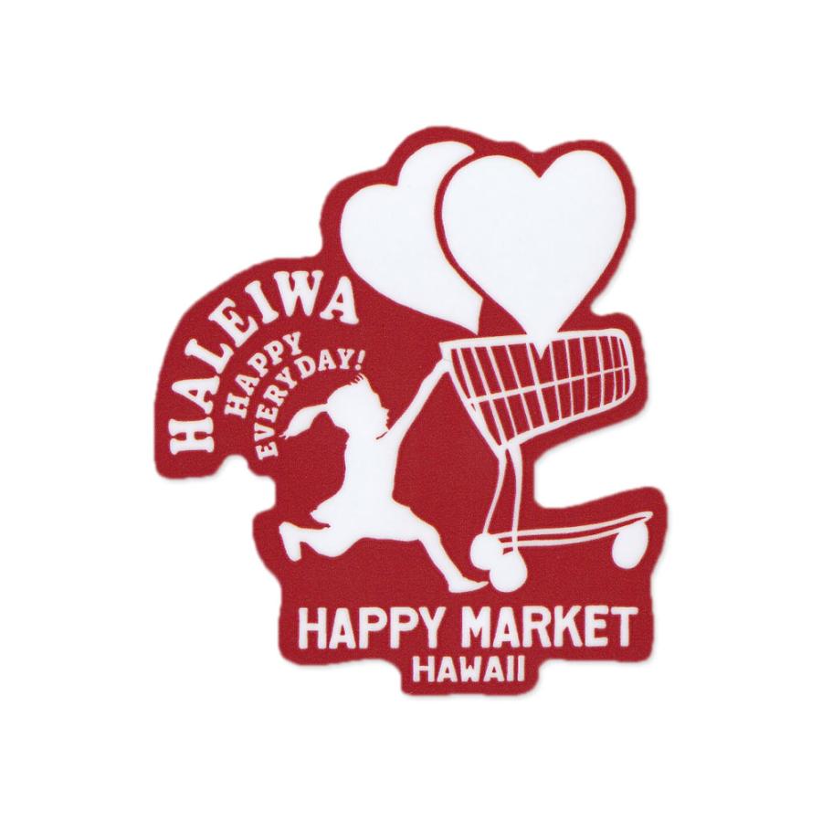 ハレイワハッピーマーケット ステッカー おしゃれ ハワイ スーツケース インテリア アウトドア キャンプ 車 バイク サイズM ダブルハート | 