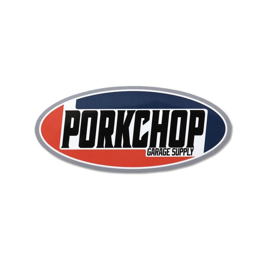 ポークチョップ ステッカー アメリカン 車 かっこいい おしゃれ バイク カーステッカー PORKCHOP 2ND オーバルステッカー｜planfirst