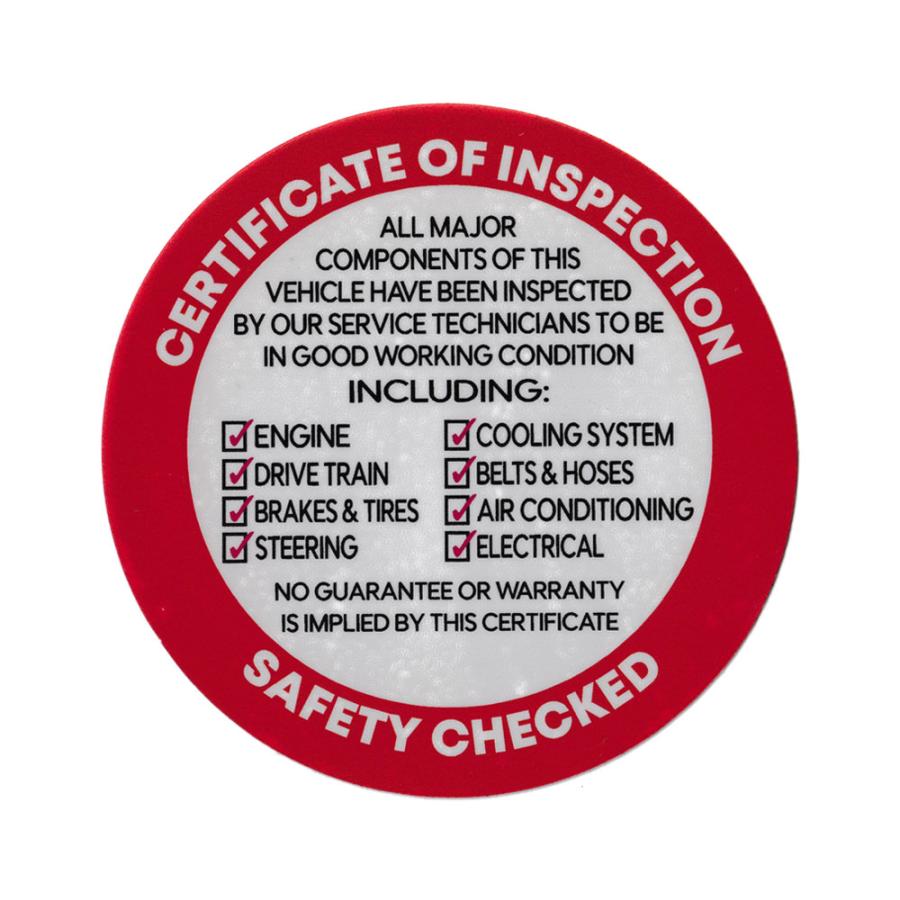 ステッカー 車 アメリカン おしゃれ バイク ヘルメット かっこいい オイル 点検証 整備 車検 INSPECTION 裏貼り レッド | 