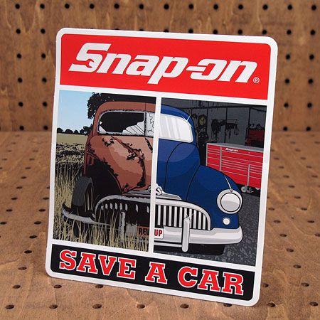 スナップオン ステッカー 車 アメリカン おしゃれ バイク ヘルメット かっこいい レンチ ツール 工具 Snap-on SAVE A CAR メール便OK＿SC-SN006-FNM｜planfirst