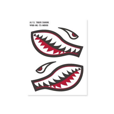 ミリタリー ステッカー アメリカン 車 おしゃれ かっこいい アウトドア スーツケース バイク タイガーシャーク 左右セット サイズM TSM009 | 