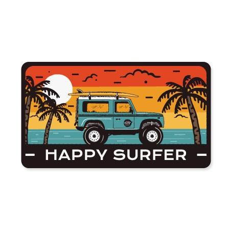 ステッカー アウトドア アメリカン おしゃれ スーツケース 車 バイク かっこいい Vintage Outdoor Budges サーフボード サーフィン HAPPY SURFER｜planfirst