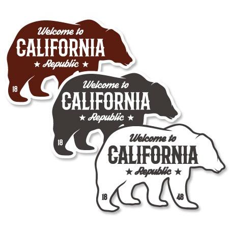 ステッカー アメリカン おしゃれ かっこいい 車 クマ 熊 カリフォルニア アウトドア キャンプ スーツケース Welcome to California Decal グリズリー サイズM｜planfirst