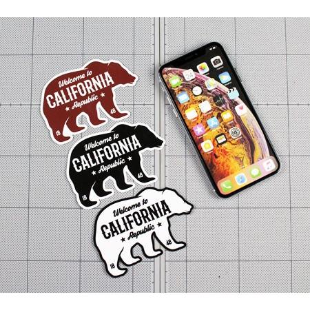 ステッカー アメリカン おしゃれ かっこいい 車 クマ 熊 カリフォルニア アウトドア キャンプ スーツケース Welcome to California Decal グリズリー サイズM｜planfirst｜03