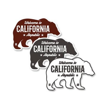 ステッカー アメリカン おしゃれ かっこいい 車 クマ 熊 カリフォルニア アウトドア キャンプ スーツケース Welcome to California Decal グリズリー サイズS｜planfirst