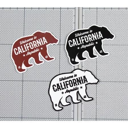 ステッカー アメリカン おしゃれ かっこいい 車 クマ 熊 カリフォルニア アウトドア キャンプ スーツケース Welcome to California Decal グリズリー サイズS｜planfirst｜02