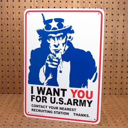 アメリカンサインプレート（案内表示板） アメリカ陸軍が君を求む