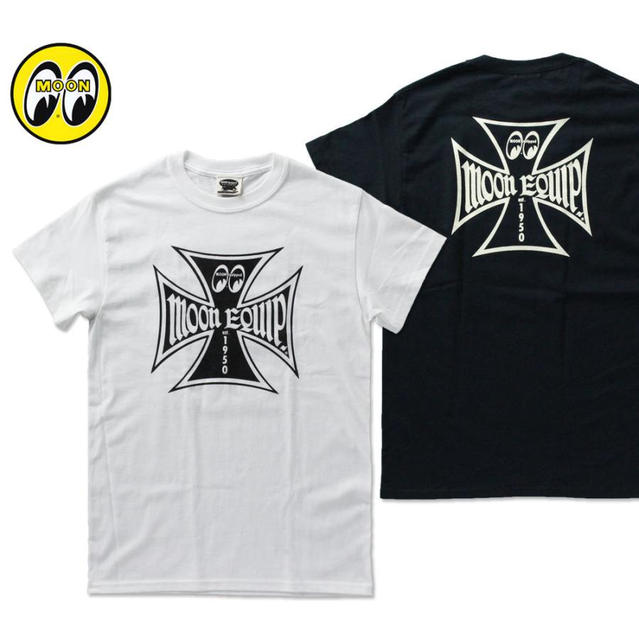 ムーンアイズ Tシャツ メンズ 半袖 アメカジ おしゃれ かっこいい 車 バイク アウトドア ホットロッド レーシング MOONEYES MOON Equipped Iron Cross Tシャツ | 