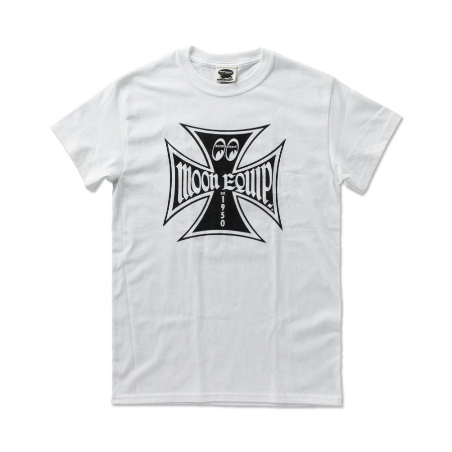 ムーンアイズ Tシャツ メンズ 半袖 アメカジ おしゃれ かっこいい 車 バイク アウトドア ホットロッド レーシング MOONEYES MOON Equipped Iron Cross Tシャツ |  | 01