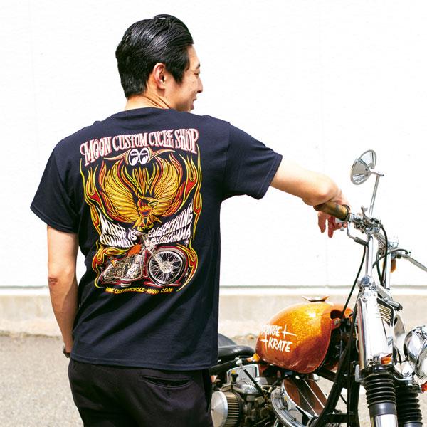 ムーンアイズ Tシャツ メンズ 半袖 アメカジ おしゃれ かっこいい ハーレーダビッドソン バイク ホットロッド Mooneyes Moon Custom Cycle Shop Eagle Ts Tm764bk Mon U S Junkyard 通販 Yahoo ショッピング