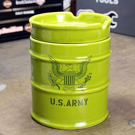 米海軍 第7艦隊 司令官 陶器製 灰皿　ヴィンテージ　丸利陶器 ミリタリードラム缶型灰皿（陶器製） U.S.アーミー（アメリカ陸軍