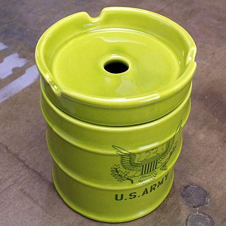 ミリタリードラム缶型灰皿（陶器製） U.S.アーミー（アメリカ陸軍