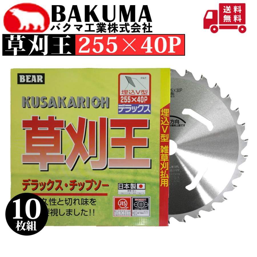 バクマ工業 チップソー 草刈王 255×40P 10枚組 : プランハーベ - 通販