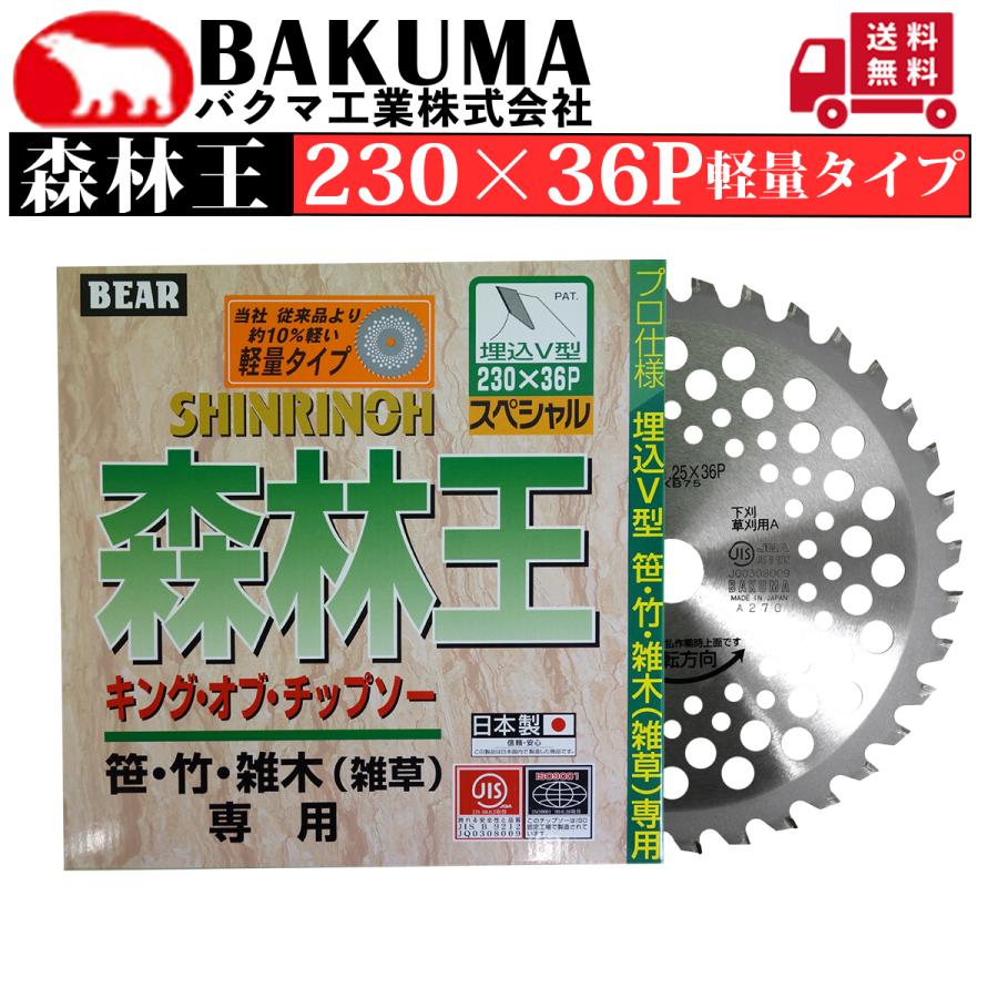 バクマ工業 チップソー 森林王 230×36P 軽量タイプ 1枚組