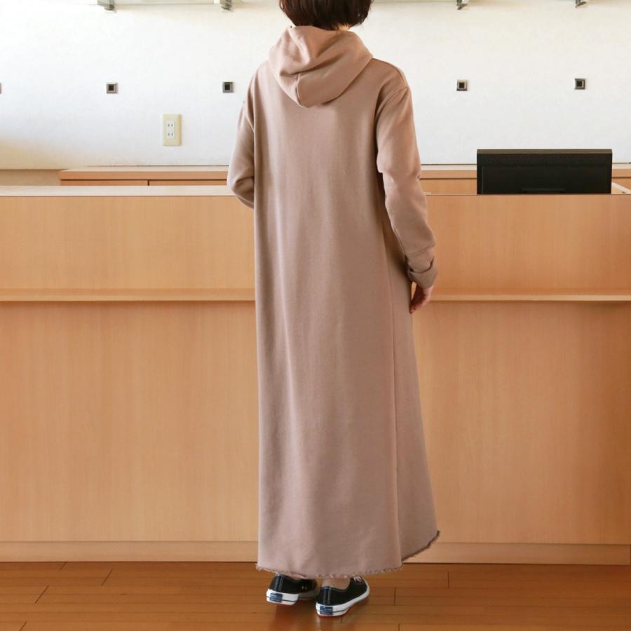 KALNA（カルナ）吊り裏毛スウェット フーデット マキシワンピース