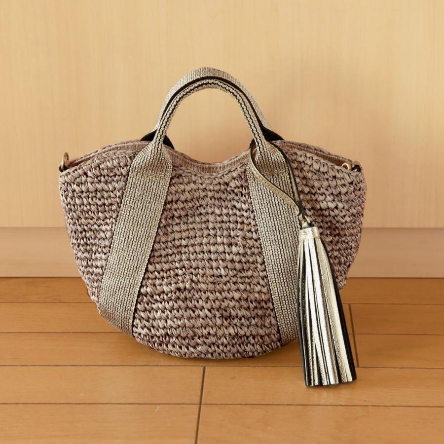 VIOLAd'ORO（ヴィオラドーロ） 2WAY ハンドル ラフィア かごバッグ