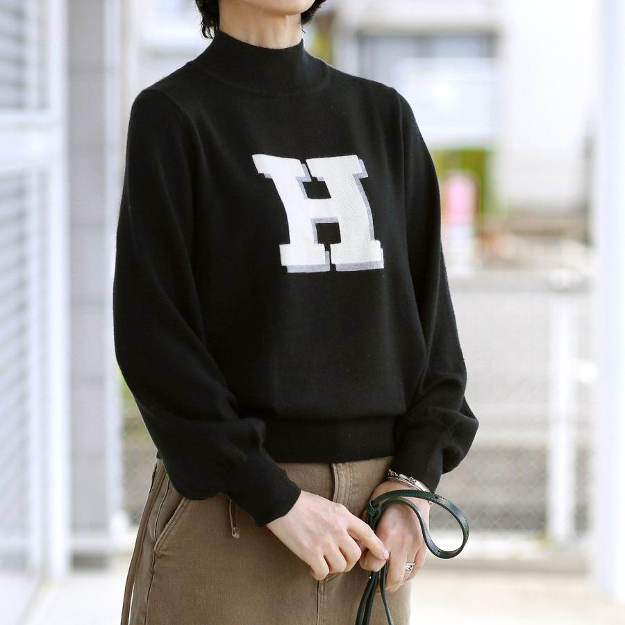 Maglia Plus (マリア プラス) インターシャ「H」 モックネック ニット 