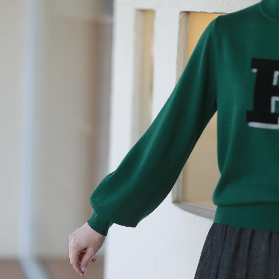 Maglia Plus (マリア プラス) インターシャ「H」 モックネック ニット