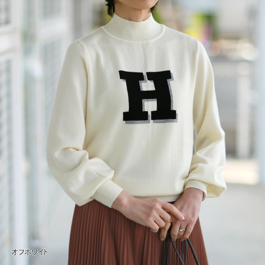 Maglia Plus (マリア プラス) インターシャ「H」 モックネック ニット