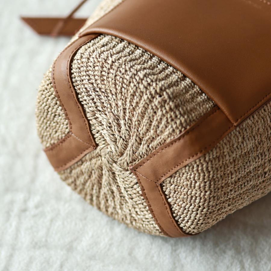 ヴィオラドーロ　アバカレザーコンビバッグ VIOLAd'ORO (ヴィオラドーロ) アバカ＆レザー コンビ バッグ