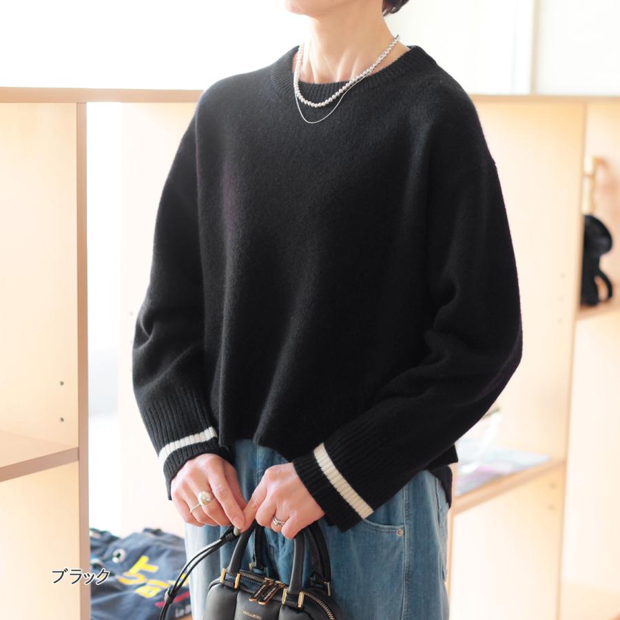 Dignite collier - ディニテコリエ　薄手　ニット　100%ウール Dignite collier（ディニテコリエ） ボーダー＆イレギュラーヘム