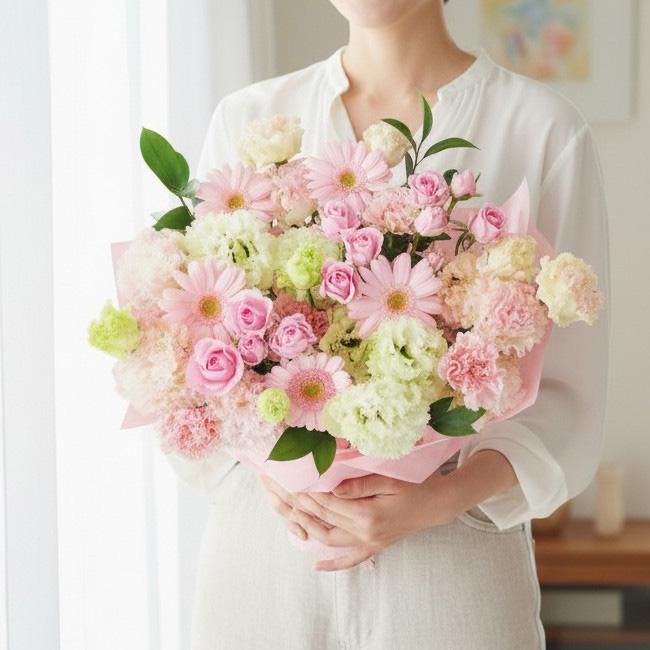 感謝が伝わる母の日ギフト 　フラワーガーデン　　ピンク　生花　カーネーション　アレンジメント　フラワーガーデン　L　　mother's day　gift　flower garden_1